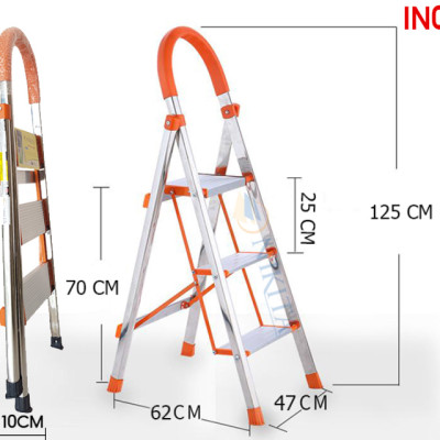 Thang ghế tay vịn gia đình xếp gọn, bậc thang to kèm tay vịn đảm bảo an toàn -Hàng chính hãng NIKITA