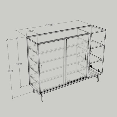 [Happy Home Furniture] LUCA, Tủ giày 2 cánh lùa - Chân sắt, 128cm x 36cm x 98cm ( DxRxC), TCL_021