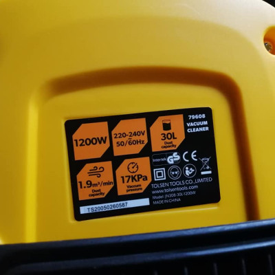 MÁY HÚT BỤI CÔNG NGHIỆP KHÔ VÀ ƯỚT 1200W TOLSEN 79608- HÀNG CHÍNH HÃNG