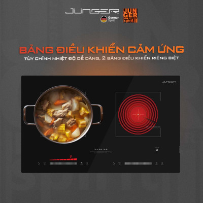 Bếp đôi điện từ hồng ngoại Junger NKD-20 4200W Không kén nồi Hàng Chính Hãng Bảo Hành 36 Tháng
