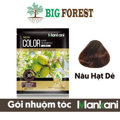 Gói Dầu Gội Nhuộm Tóc, Phủ Bạc Thảo Dược Mankani [Gói 25ml - Nâu Hạt Dẻ]