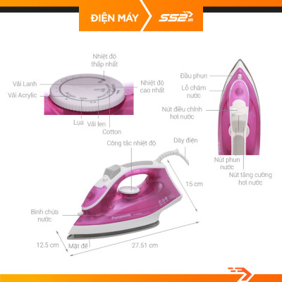 Bàn ủi hơi nước Panasonic NI-M250TPRA - Hàng Chính Hãng - Hồng