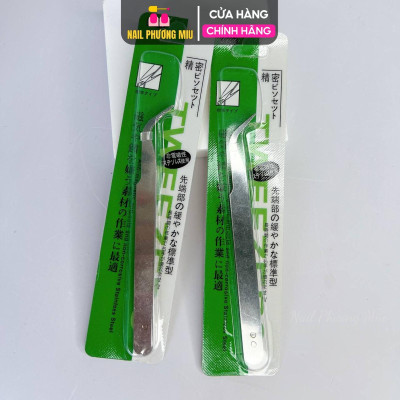 Nhíp Trắng Gắp Charm Đá, Nối Mi, Gắp Mụn Đầu Thẳng Và Cong, Thép Không Gỉ Siêu Nhỏ, 11x0.8cm, Dùng Làm Nail, Gắp Đính Đá Đa Năng