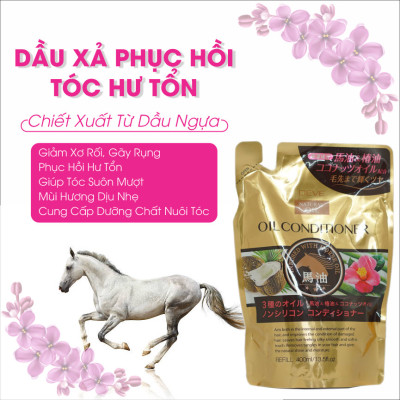 Túi Refill Dầu Xả Tóc Deve Natural Oil Conditioner Giúp Tóc Bồng Bềnh Bóng Mượt Chiết Xuất Tinh Dầu Ngựa 400 mL