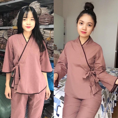 ĐỒ LAM ĐI CHÙA Mẫu Nhật Nơ Không Thêu