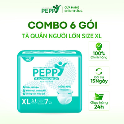 Combo 6 gói Tã/Bỉm Quần Người Lớn, Người Già Peppy Siêu Mỏng, Siêu Thấm, Mềm Mại, Kháng Khuẩn Size M8/L7/XL7