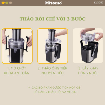 Máy ép trái cây công nghiệp Mitomo KJ-3057, 1000W chuyên dụng cho quán kinh doanh nước ép - Hàng chính hãng