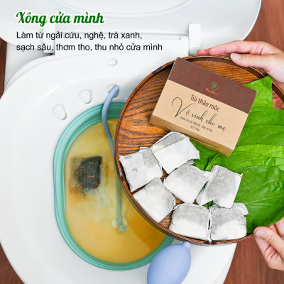 Thảo mộc vệ sinh cho mẹ Wonmom, xông vùng kín thơm tho, se khít Wonmom ( 10 Túi/Hộp )