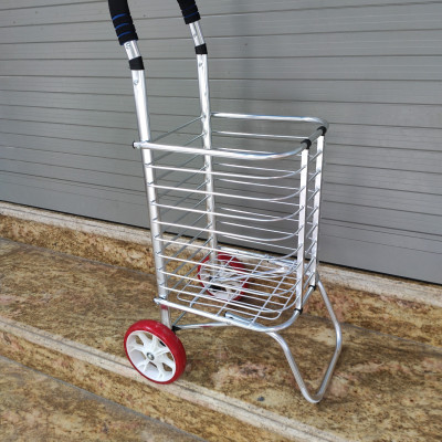 Xe đẩy đi chợ inox có giỏ gấp gọn