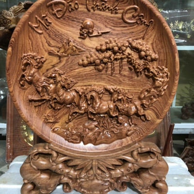 Tranh Đĩa Mã Đáo Thành Công Gỗ Hương Đá Cao Cấp Thương Hiệu TOKDODO