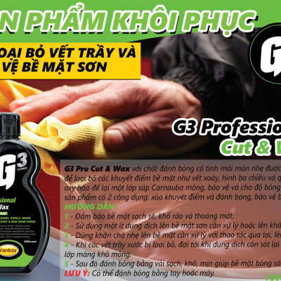 Lơ loại bỏ vết trầy và bảo vệ bề mặt sơn Ô tô, Xe máy G3 Pro Cut % Wax
