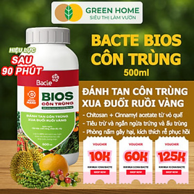 Chế Phẩm Sinh Học Bacte Bios Côn Trùng, Green Home, Chai 500ml, Từ Thảo Mộc, Hiệu Lực Nhanh Mạnh