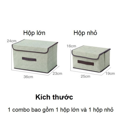 Set 2 Hộp Vải Đựng Đồ, Đựng Quần Áo, Gấp Gọn Tiện Dụng Bằng Vải Nonwoven Form Đứng Chịu Lực Tốt Giao Màu Ngẫu Nhiên