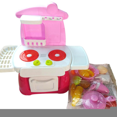 Bộ Đồ Chơi Nhà Bếp Màu Hồng Kết Hợp Với Ánh Sáng Và Âm Thanh DUKA - 889-40