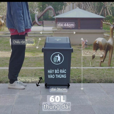 Thùng rác lật 60Lcông nghiệp 60L bền bỉ, chịu lực tốt, chống va đập và ăn mòn hóa chất.