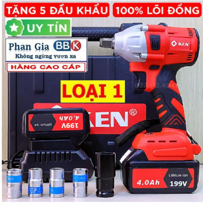 Máy Siết Bulong 199V  Đầu 2 Trong 1, Máy Bắn Bulong Không Chổi Than Khoan Tường Bắn Vít Mở Ốc Xe Pin Khỏe