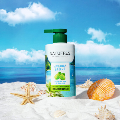 Dầu xả NATUFRÈS Hawaiian Breeze Muối Biển và Trái Nhàu - Điều tiết bã nhờn & chống bết dính, tóc mềm mượt 250ml