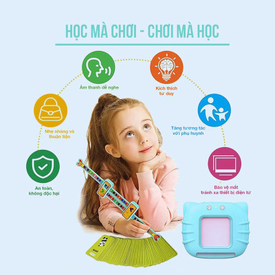 Máy đọc thẻ Flashcard song ngữ anh việt thông minh cho bé 112 thẻ 244 từ vựng KG133 - Hàng chính hãng