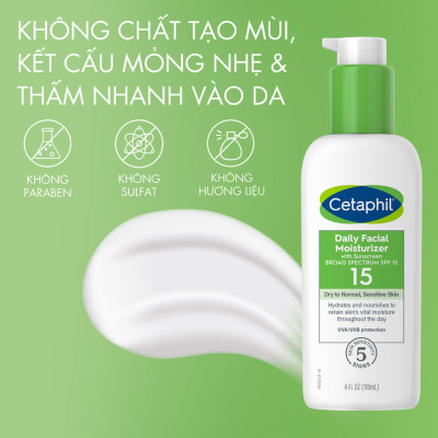 Sữa Dưỡng Ẩm Chống Nắng Dịu Lành Cho Da Nhạy Cảm Cetaphil Daily Facial Moisturizer SPF15 118ml