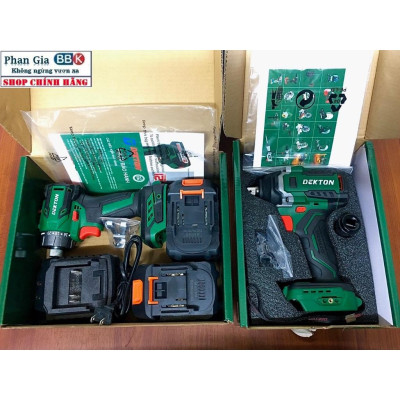 Combo·Máy Bắn Vít/Máy Bulong Dekton 550 N.m Bộ 2 Pin 15 CELL chính hãƞg
