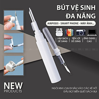 Bút Vệ Sinh Tai Nghe Bluetooth 3 Trong 1 Cao Cấp MIFAN - Làm sạch bụi bẩn trong hộp đựng, loa, cổng sạc, điện thoại - Hàng Nhập Khẩu