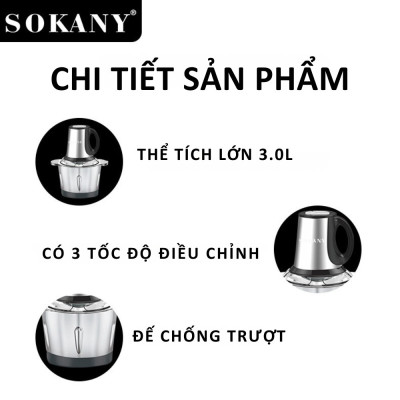 Máy xay thịt đa năng SOKANY SK-7011 Công suất cao 800W, dung tích lớn 3L, xay nhuyễn mọi thực phẩm, dễ dàng vệ sinh - HÀNG CHÍNH HÃNG