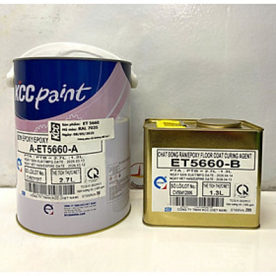 Sơn sàn bê tông epoxy KCC ET5660 Base A màu xám RAL 7035 _ 4L/Bộ