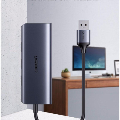 Ugreen UG60719CM252TK hub USB 3.0 ra 3*USB 3.0 + 10/100/1000 gigabit lan màu xám chất liệu nhôm cổng nguồn micro - HÀNG CHÍNH HÃNG