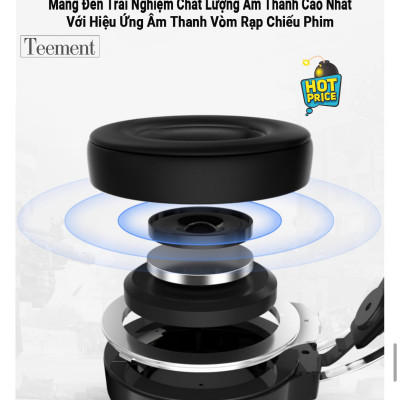 Tai Nghe Chụp Tai Máy Tính Teement TM01 Gaming MC Q9 Có Đèn Led Đổi Màu, Mic Đàm Thoại, Headphone Chơi Game Trên Laptop, Pc - Hàng Chính Hãng