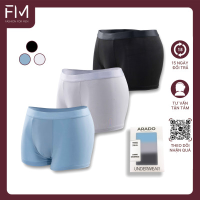 Combo 3 quần lót boxer trơn, chất thun mềm mịn thấm hút mồ hôi tốt, co giãn tốt,  - FORMEN SHOP - FMQS018