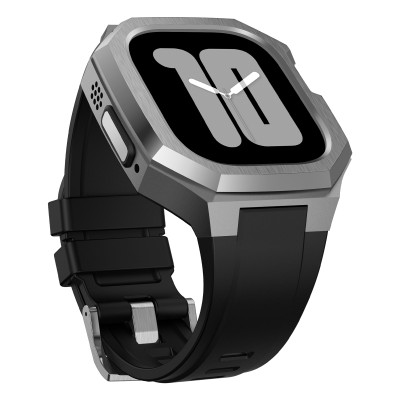 Ốp Case Vỏ Thép Không Gỉ bảo vệ tích hợp dây đeo Fluororubber cho Apple Watch Ultra / Apple Watch Ultra 2 49mm - Hàng Chính Hãng