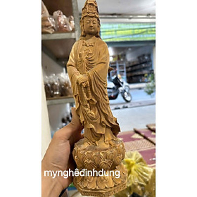 Tượng mẹ quan âm bồ tát bằng gỗ ngọc Am thơm nức cao 30x9x9cm