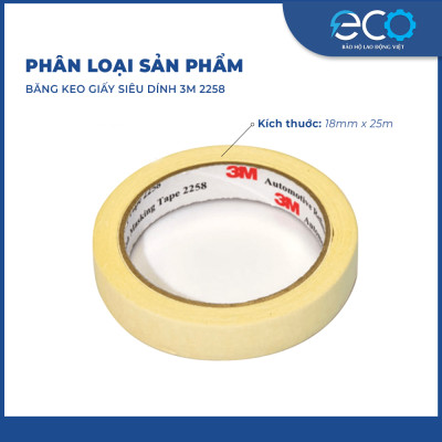Băng keo giấy siêu dính 3M 2258 chuyên sử dụng che chắn trong sơn phủ