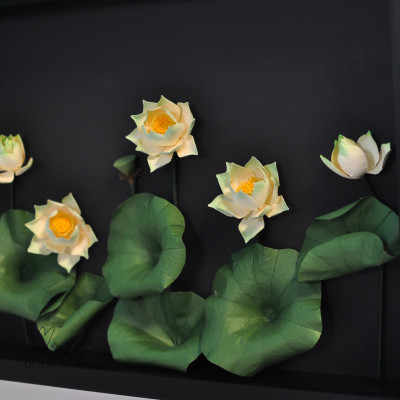 Tranh hoa giấy handmade trang trí cao cấp VIETNAM LOTUS 30x40cm - Maypaperflower Hoa giấy nghệ thuật