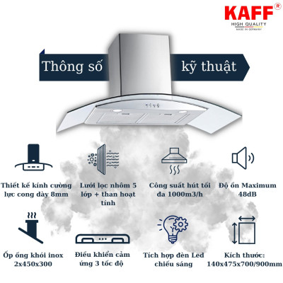 Máy hút mùi kính cong 700mm KAFF KF-GB705 - Hàng Chính Hãng