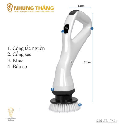 (Mẫu mới 2024) Máy Cọ Chà Sàn Vệ Sinh Tự Động, Bàn Chải Làm Sạch Vệ Sinh Nhà Tắm Không Dây Với 4 Đầu Thay Thế - Bảo Hành 12 Tháng