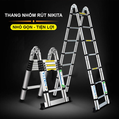 Thang Nhôm Rút Đa Năng 4m4 NKT-AI44E - Hàng Chính Hãng NIKITA - Công Nghệ Tiên Tiến Nhật Bản - Tiêu Chuẩn Châu Âu