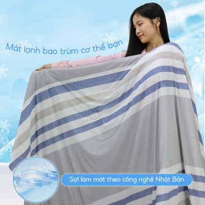 [CHĂN HÈ MÁT LẠNH] Mền lạnh I Cool Advance NIN House NM8035 2mx2m2 | Chăn chần bông Ice Silk lạnh như tencel, Chăn điều hoà nhiều độ