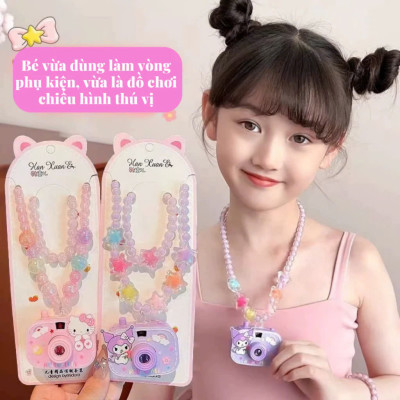 Đồ Chơi Máy Ảnh Chiếu Hình Kuromi, Melody, Hello Kitty, Cún Trắng Cho Bé Kèm Set Vòng Cổ - Quà tặng cho bé - HÀNG CHÍNH HÃNG MINIIN