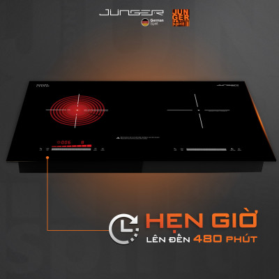 Bếp đôi điện từ hồng ngoại Junger SIS-68 4200W Không kén nồi Hàng Chính Hãng Bảo Hành 36 Tháng