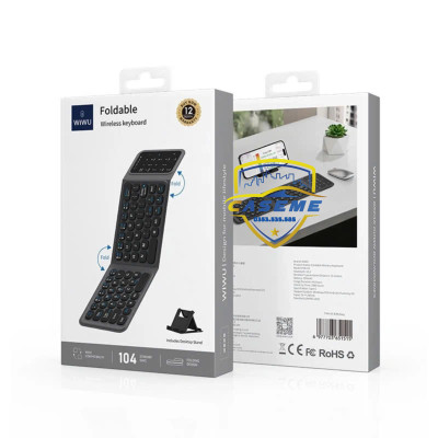 Bàn Phím Bluetooth Gập Gọn hiệu Wi WU FMK-05 – Kết Nối Nhanh V5.2, Kèm Túi Đựng & Giá Đỡ, Pin 40 Giờ – Hàng Nhập Khẩu