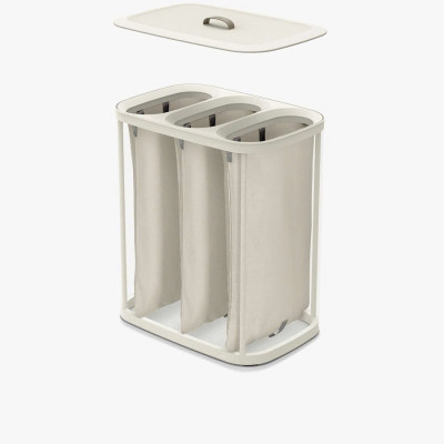 Thùng Đựng Đồ Giặt 3 Ngăn Có Quai Xách Joseph Joseph 50021 Tota Trio 90L Màu Kem Hàng chính hãng