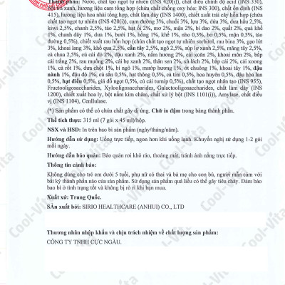 Nước Uống Bổ Sung Enzyme Chiết Xuất Từ Trái Cây và Rau Củ Hỗ Trợ Tiêu Hoá, Thanh Lọc Cơ Thể Coolvita - (45ml× 7 túi)/hộp