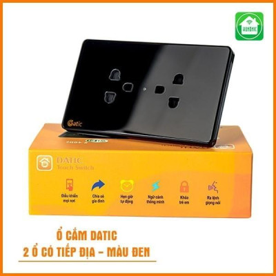 [KHÔNG ĐIỀU KHIỂN] Ổ Cắm Mặt Kính Hunonic Datic 2 Ổ Có Tiếp Địa