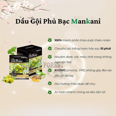 Gói Dầu Gội Nhuộm Tóc, Phủ Bạc Thảo Dược Mankani [Gói 25ml - Nho Đỏ]
