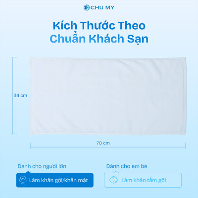  Khăn trắng vuông CHU MY 100% cotton, tiêu chuẩn khách sạn 5 sao, đa dạng kích thước