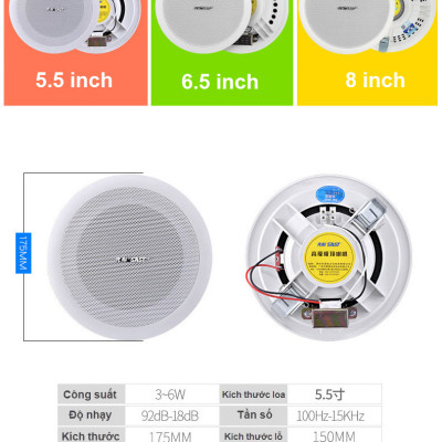 Bộ 02 Loa Âm Trần SAST Công Suất 6W Kích Thước 5 inch Mặt Tròn Lưới Mịn PD - Hàng Nhập Khẩu