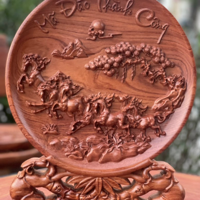 Tranh Đĩa Mã Đáo Thành Công Gỗ Hương Đá Cao Cấp Thương Hiệu TOKDODO