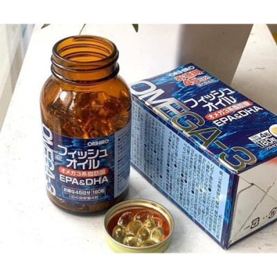 Viên Uống Dầu Cá Omega 3 Orihiro Bổ Trợ Tim Mạch Bổ Mắt 180 viên