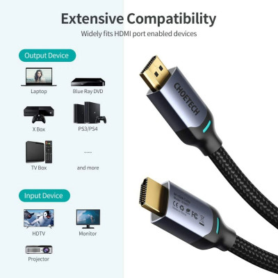 Cáp chuyển CHOETECH XHH01 HDMI sang HDMI dài 2M (Hàng chính hãng)